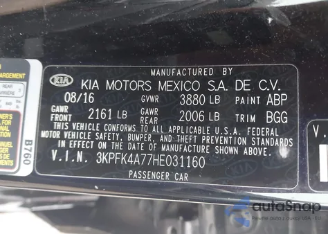 2017 Kia Forte Lx z USA, uszkodzony, nr VIN 3KPFK4A77HE031160